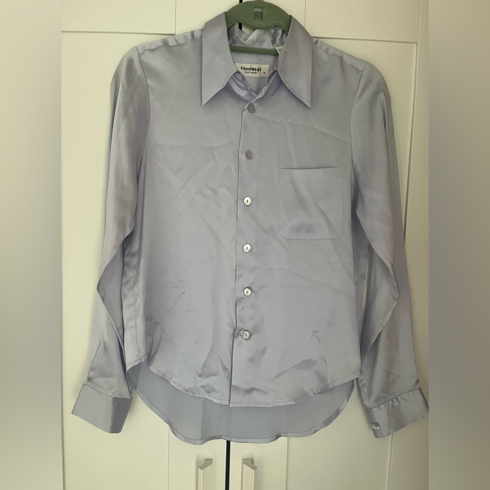 Gray Silk Button Up Blouse